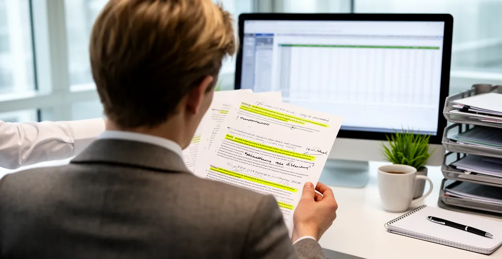 Personne consultant des documents administratifs avec un conseiller